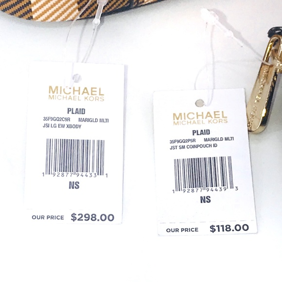 2PCS Michael Kors Plaid JSI EW Crossbody Coin Case - Picture 8 of 8